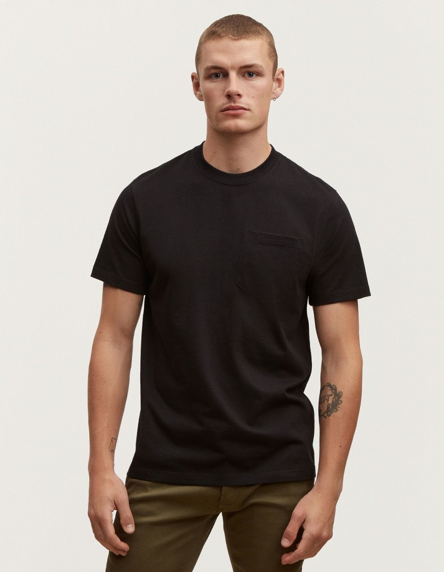 Heren Denham T-Shirts | Standaard Pocket Tee Van Biologisch Katoen - Normale Pasvorm Zwart