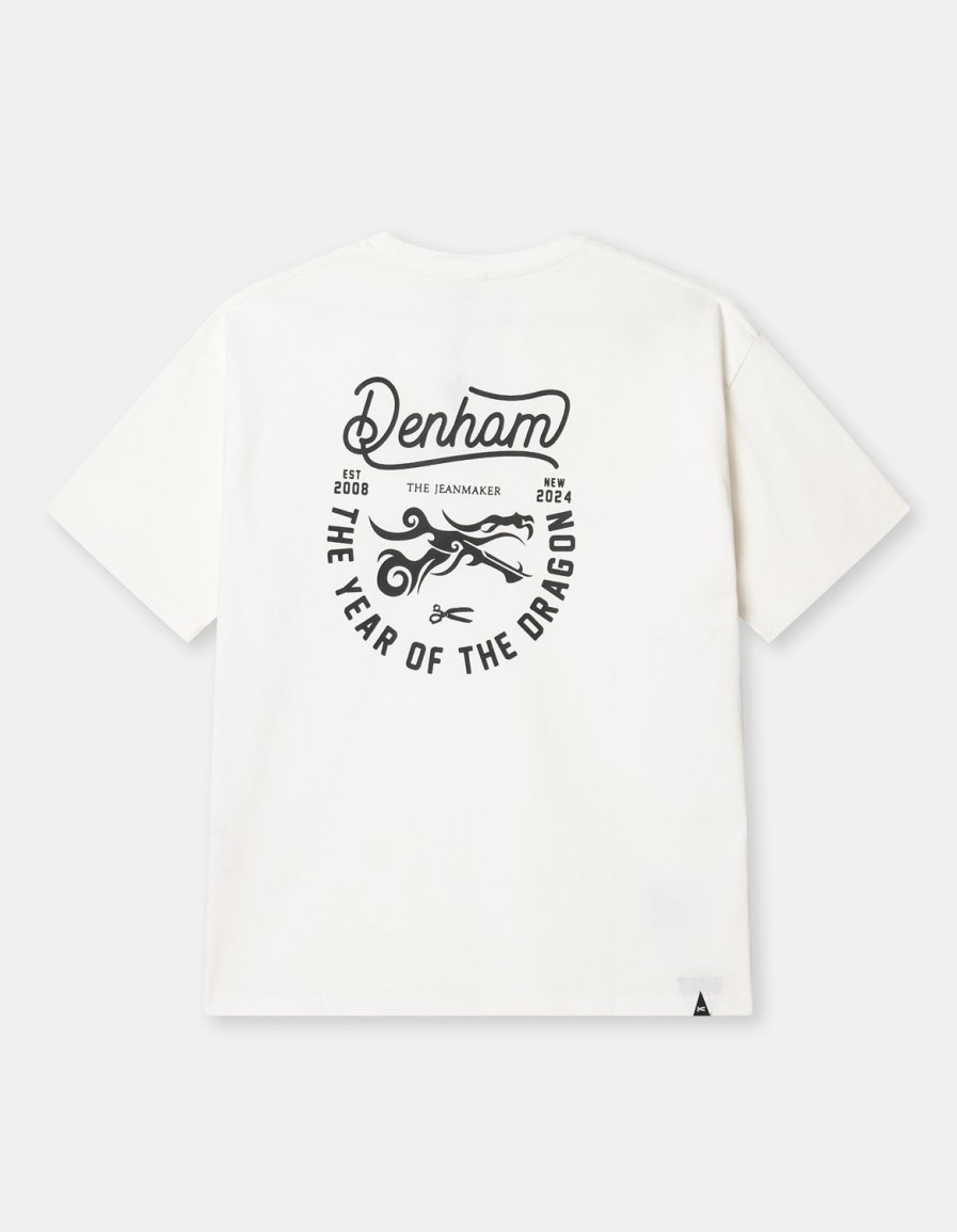 Heren Denham T-Shirts | Jaar Van De Draak Tee Katoen Wit