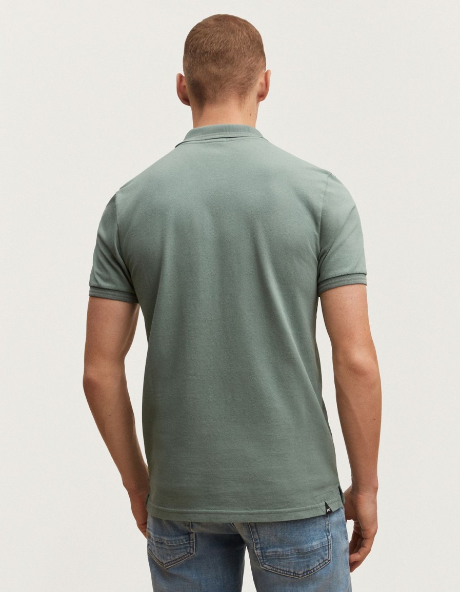 Heren Denham Polo'S | Brooker Polo Stretch Katoen Pique - Slim Fit Lauwerkrans Groen