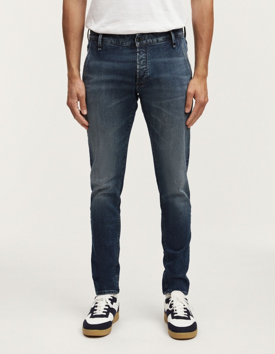 Heren Denham Jeans | York Free Move Taps Toelopende Pasvorm Donkerblauw