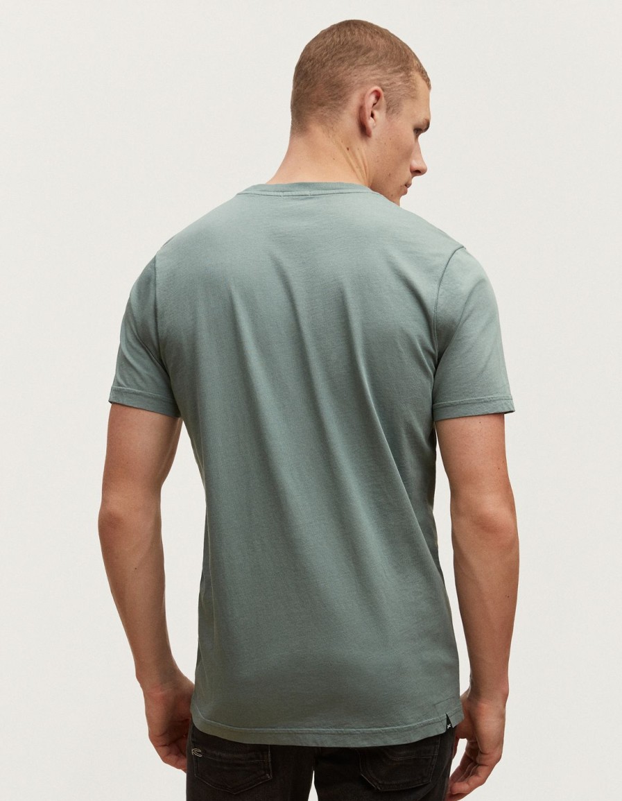 Heren Denham T-Shirts | Denham Slim Tee Modal Jersey - Slim-Fit Lauwerkrans Groen