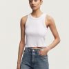 Vrouwen Denham T-Shirts | Asahi Geribbelde Crop Tank Katoen Modal - Normale Pasvorm Wit