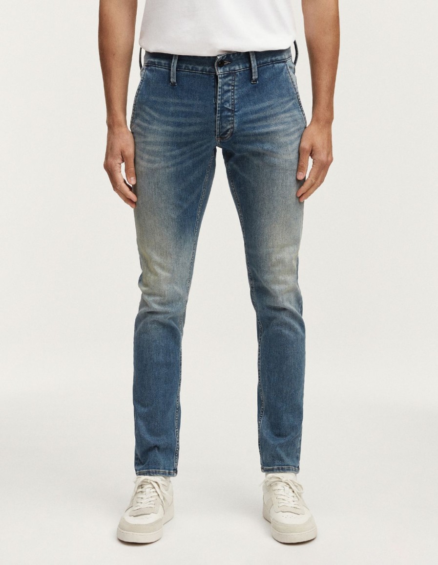 Heren Denham Jeans | York Free Move Indigo Toelopende Pasvorm Middenblauw