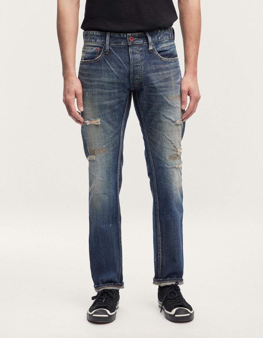 Heren Denham Jeans | Ridge Japanse Tenka Selvedge - Rechte Pasvorm Donkerblauw