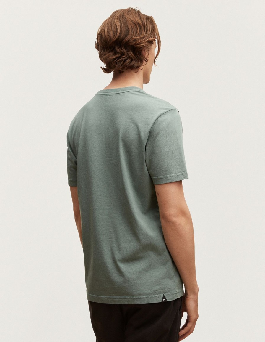 Heren Denham T-Shirts | Indigo Flower T-Shirt Modal Jersey - Slim Fit Lauwerkrans Groen