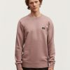 Heren Denham Zweet | Denham Slanke Trui Ongeborsteld Katoen - Slim Fit Fawn Roze