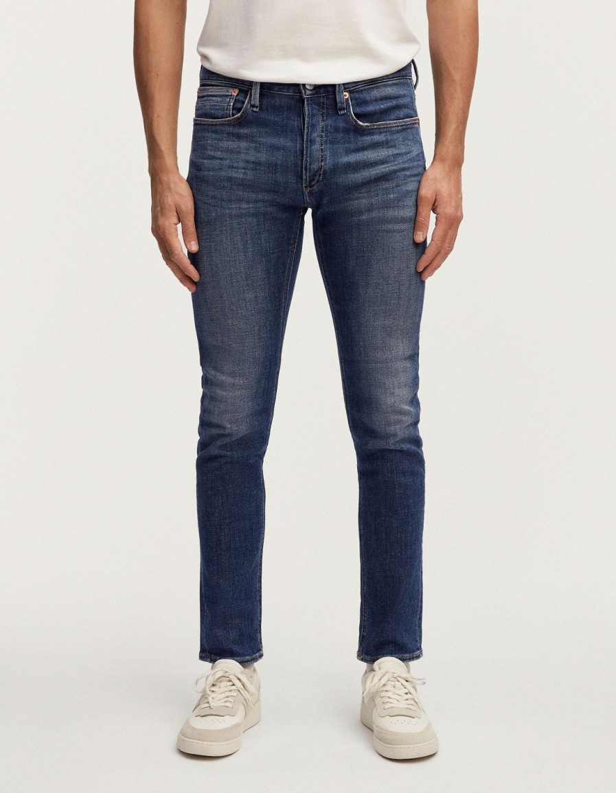 Heren Denham Jeans | Scheermes Authentiek Donker Versleten - Slim Fit Donkerblauw