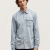 Heren Denham Overhemden | Jaren Denim Overhemd Lichte Stone Wash - Normale Pasvorm Lichtblauw