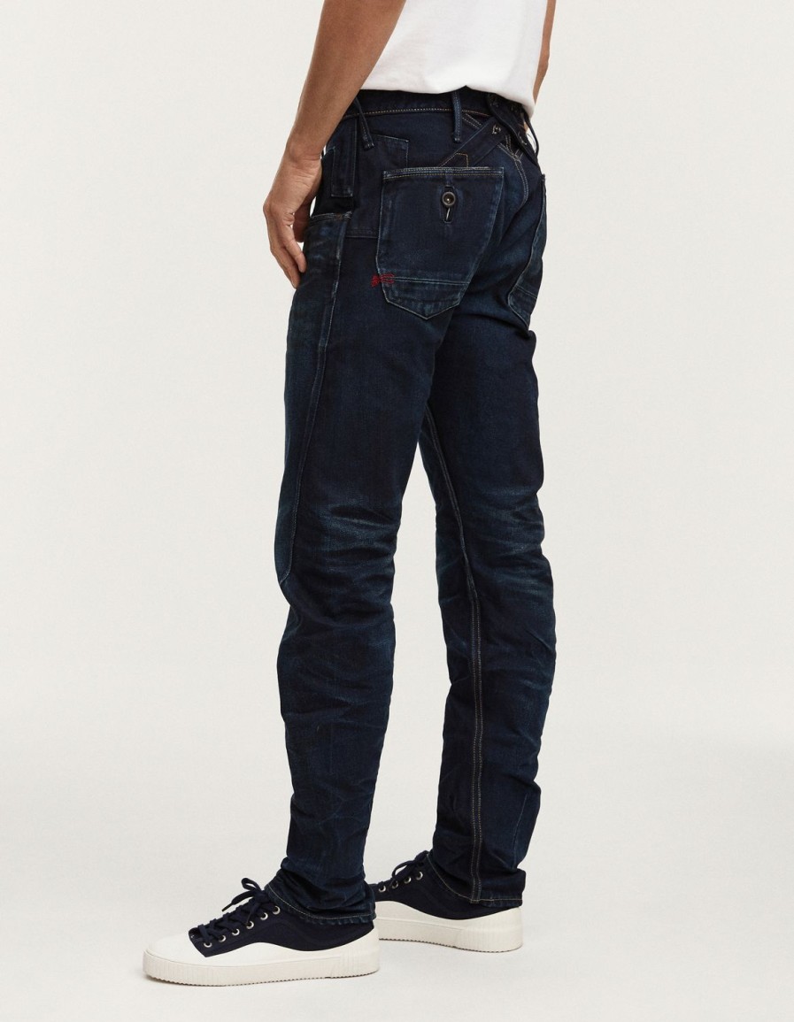 Heren Denham Jeans | Crossback Japanse Indigo Denim - Losse Pasvorm Donkerblauw