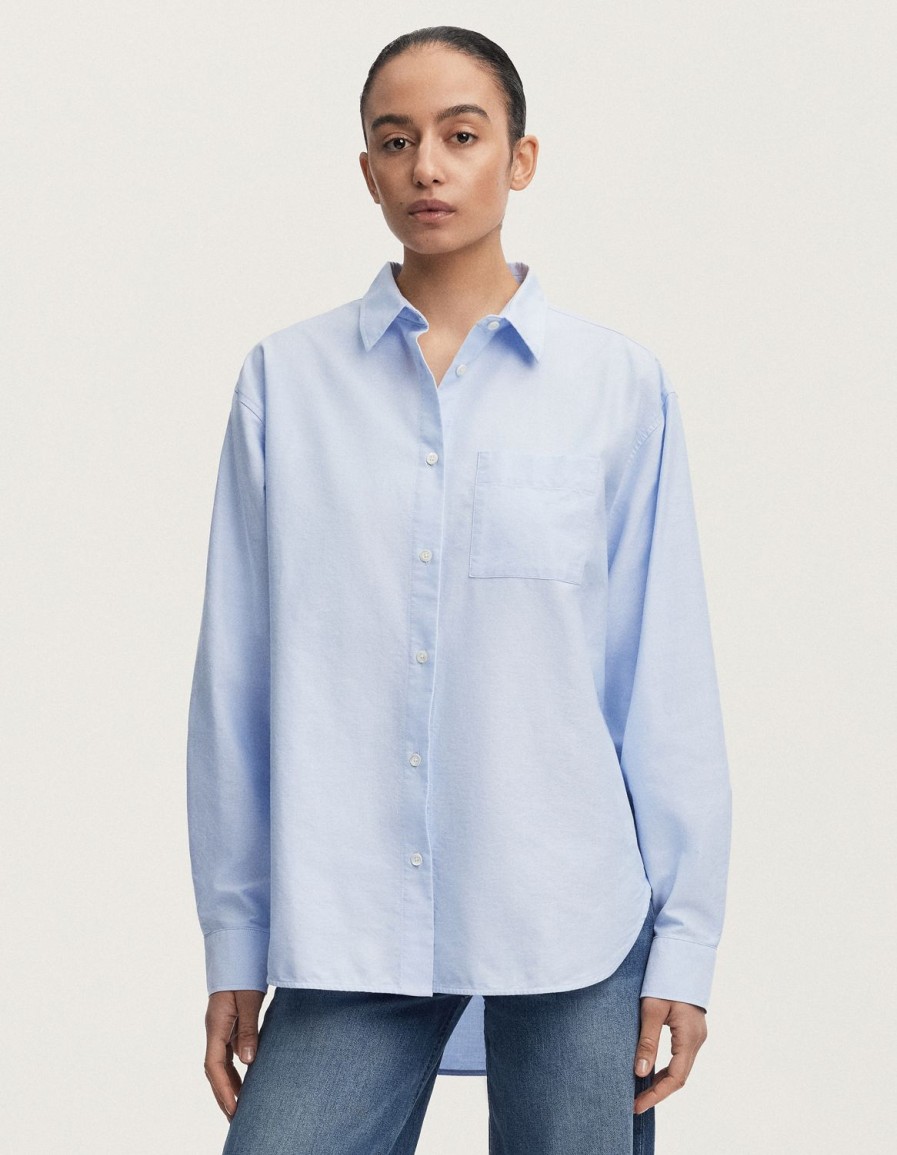 Vrouwen Denham Overhemden | Dahlila Knoopoverhemd Oxford Katoen - Oversized Pasvorm Kasjmier Blauw