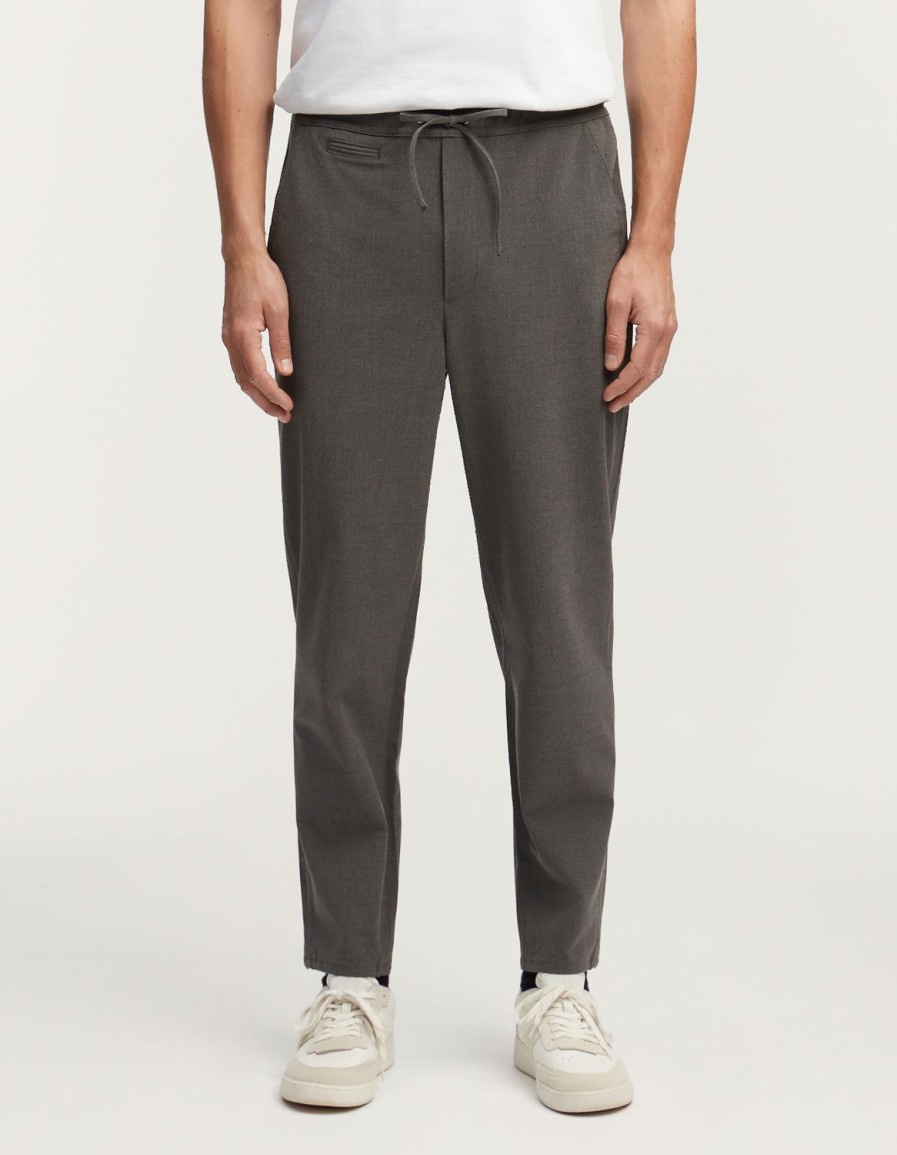 Heren Denham Broek | Clean Carlton Pant Twill-Mix - Losse Pasvorm Donkergrijs Gemeleerd