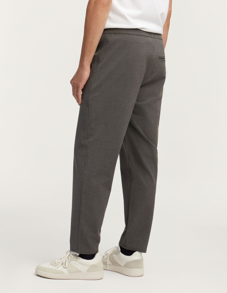 Heren Denham Broek | Clean Carlton Pant Twill-Mix - Losse Pasvorm Donkergrijs Gemeleerd