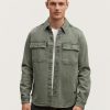 Heren Denham Overhemden | Burton Overshirt Katoen Twill - Normale Pasvorm Lauwerkrans Groen