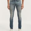 Heren Denham Jeans | Bolt Authentiek Natuurlijk Versleten Blauw - Skinny Fit Middenblauw