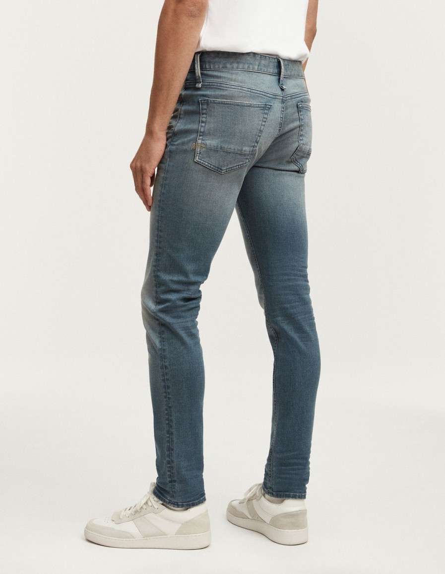 Heren Denham Jeans | Bolt Authentiek Natuurlijk Versleten Blauw - Skinny Fit Middenblauw