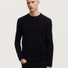 Heren Denham Breisels | Denham Knit Crew Zwaar Katoen - Normale Pasvorm Donkere Saffier