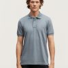 Heren Denham Polo'S | Brooker Polo Stretch Katoen Pique - Slim Fit Vuursteenblauw