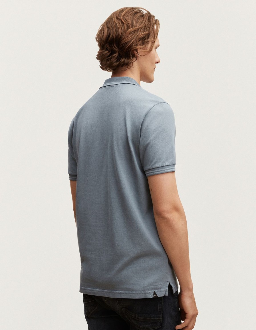 Heren Denham Polo'S | Brooker Polo Stretch Katoen Pique - Slim Fit Vuursteenblauw