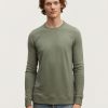 Heren Denham Breisels | Jv Raglan Crew Katoen Melange Jersey - Slim Fit Lauwerkrans Groen