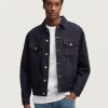 Heren Denham Jassen | Tokyo Mix Jack Denim Check - Boxy Fit Donkerblauw