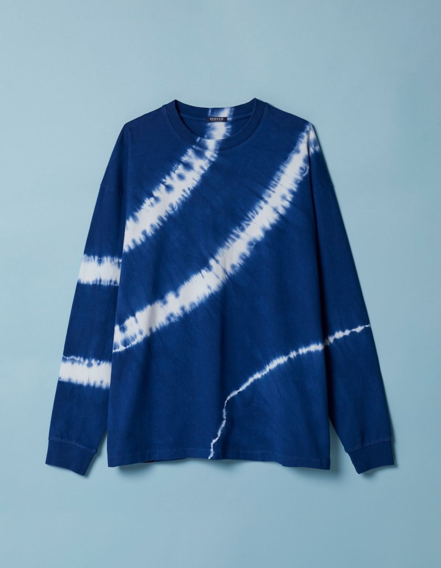 Heren Denham T-Shirts | Tokyo Tie-Dye Ls-T-Shirt Blauw