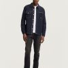 Heren Denham Overhemden | Land Denim Overshirt Donker Rinsed Indigo - Boxy Fit Donkerblauw