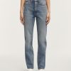 Vrouwen Denham Jeans | Suki Authentieke Blue Stone Wash - Rechte Pasvorm Middenblauw