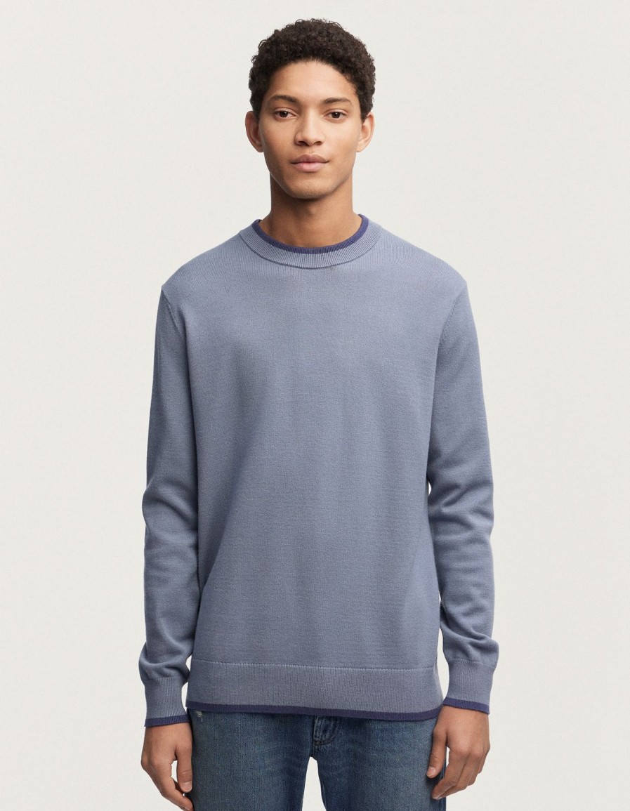 Heren Denham Breisels | Eaton Crew Sweater Zacht Compact Gebreid - Normale Pasvorm Vuursteenblauw