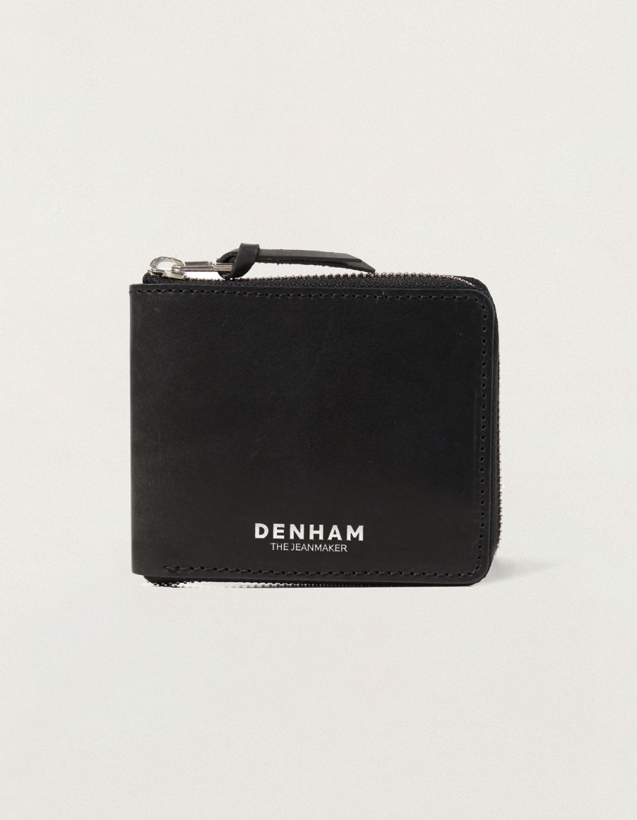 Heren Denham Accessoires | Heren Portemonnee Leer Zwart