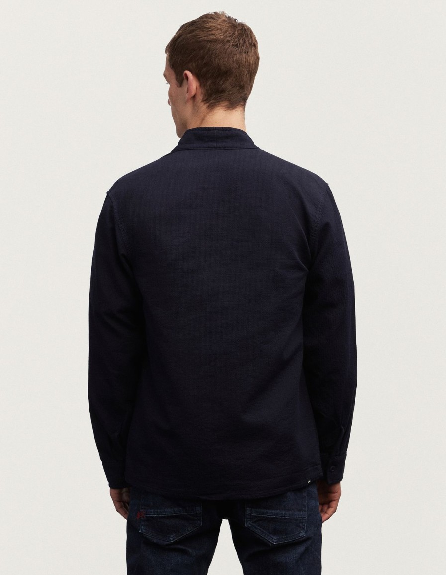 Heren Denham Overhemden | Kimono-Overshirt Indigo Katoen - Normale Pasvorm Marine