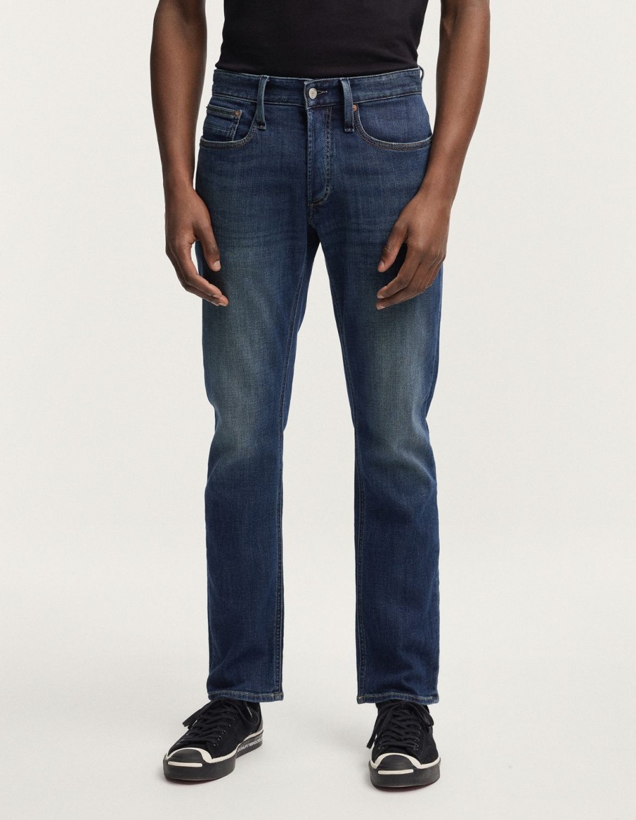 Heren Denham Jeans | Ridge Authentic Worn Dark - Rechte Pasvorm Donkerblauw