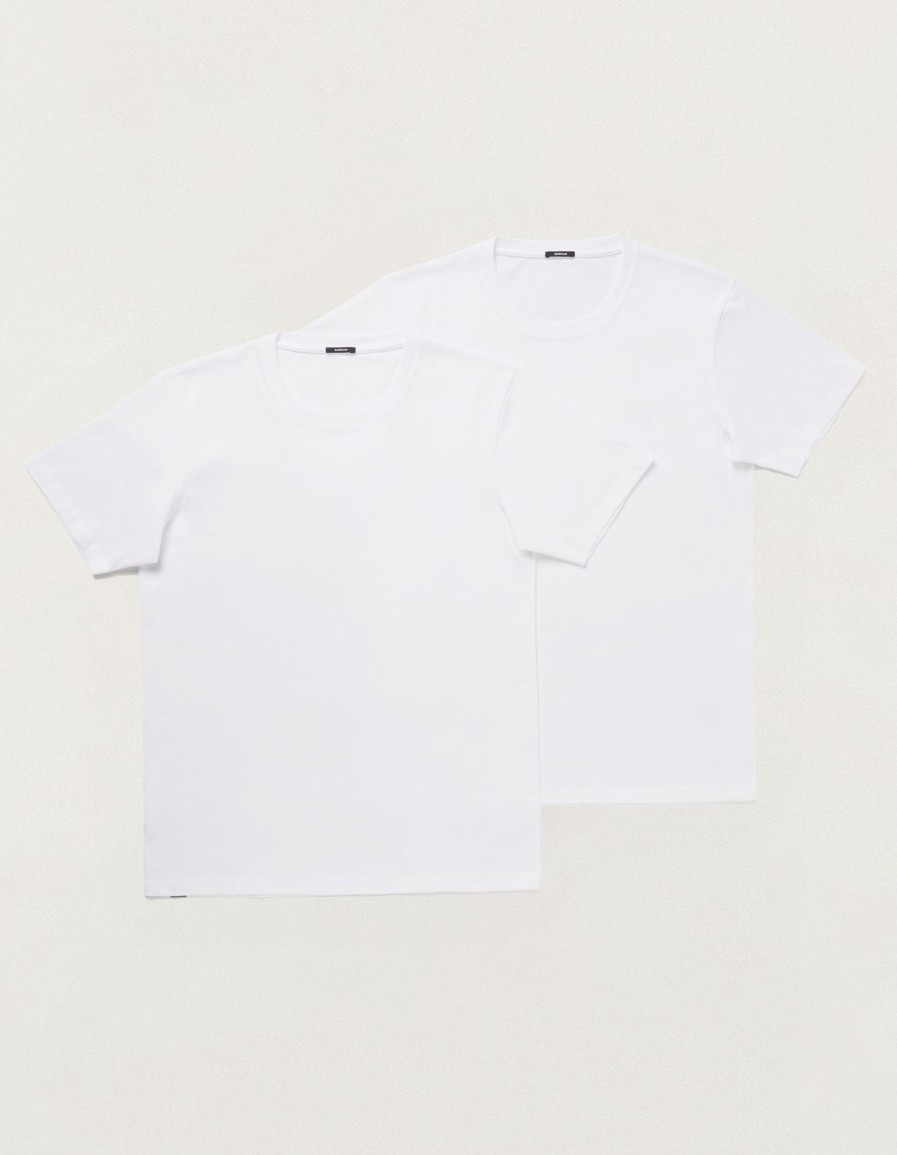 Heren Denham T-Shirts | Onder T-Shirt, Set Van 2 - Slim Fit Wit