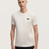 Heren Denham T-Shirts | Denham Slim Tee-Model Jersey - Slim-Fit Advocaat Gebroken Wit