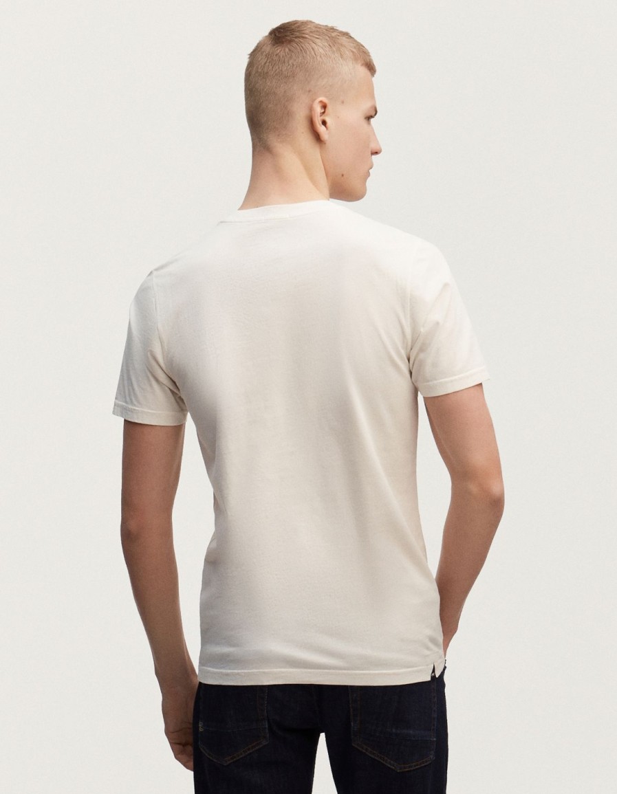 Heren Denham T-Shirts | Denham Slim Tee-Model Jersey - Slim-Fit Advocaat Gebroken Wit