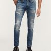 Heren Denham Mager | Bolt Biologisch Katoen Zware Reparatie - Skinny Fit Middenblauw