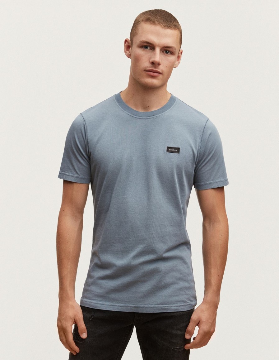 Heren Denham T-Shirts | Denham Slim Tee Modal Jersey - Slim-Fit Vuursteenblauw