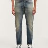 Heren Denham Jeans | Ridge Selvedge Authentiek Zwaar Versleten - Rechte Pasvorm Middenblauw