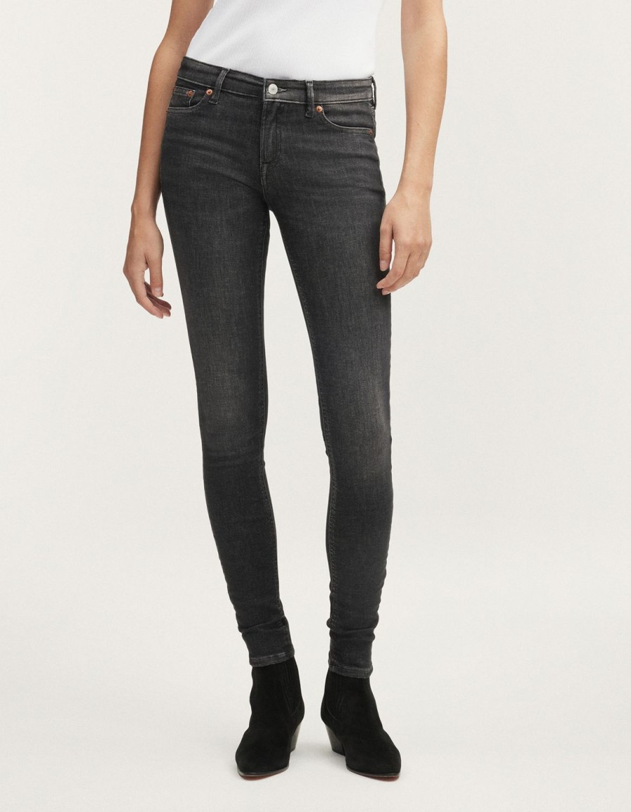 Vrouwen Denham Jeans | Kyo Gewassen Versleten Skinny Fit Zwart