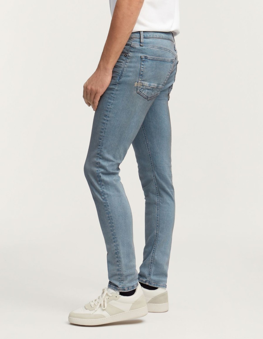 Heren Denham Mager | Bolt Blauwgrijze Overdye - Skinny Fit Middenblauw