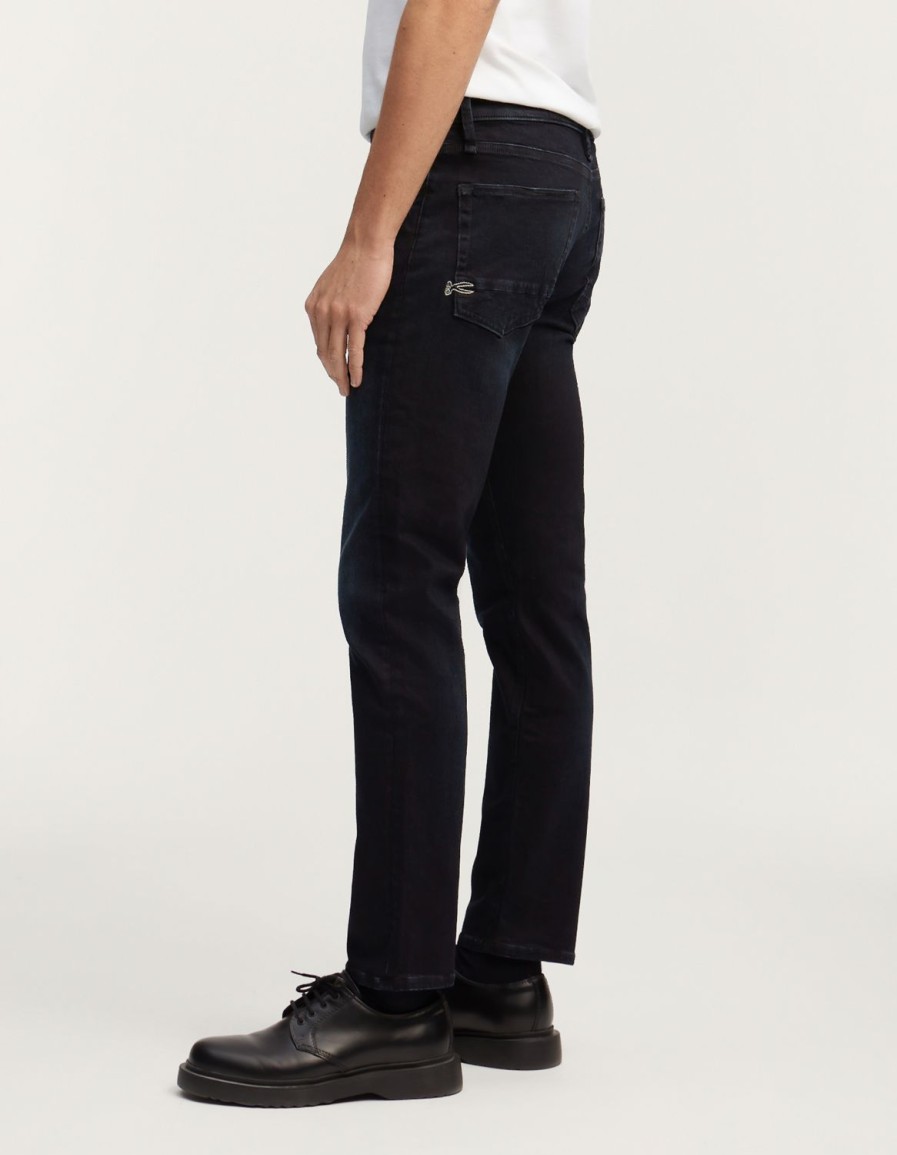 Heren Denham Jeans | Razor Zwart - Slim-Fit Donkerblauw