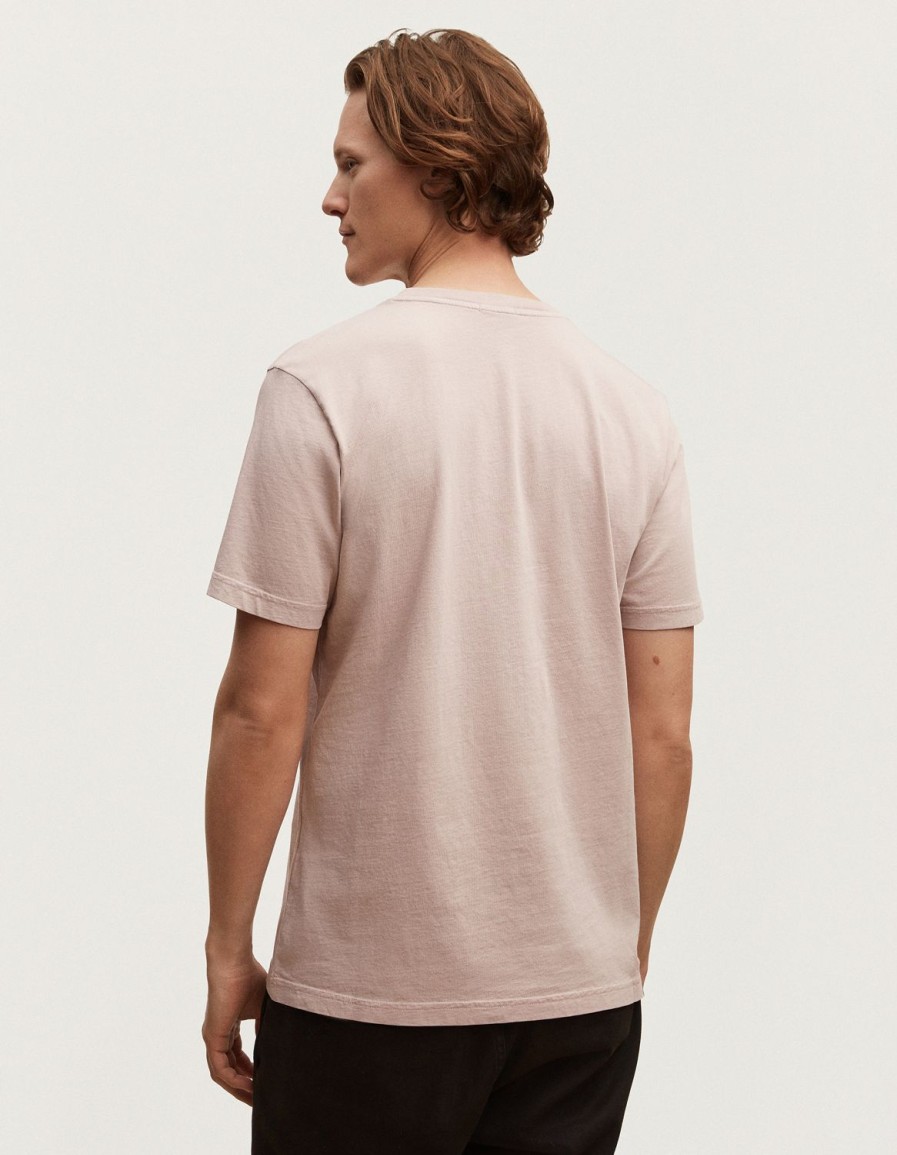 Heren Denham T-Shirts | Indigo Flower T-Shirt Modal Jersey - Slim Fit Fawn Roze