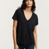 Vrouwen Denham T-Shirts | Ramona Tee Ribkatoenjersey - Normale Pasvorm Zwart