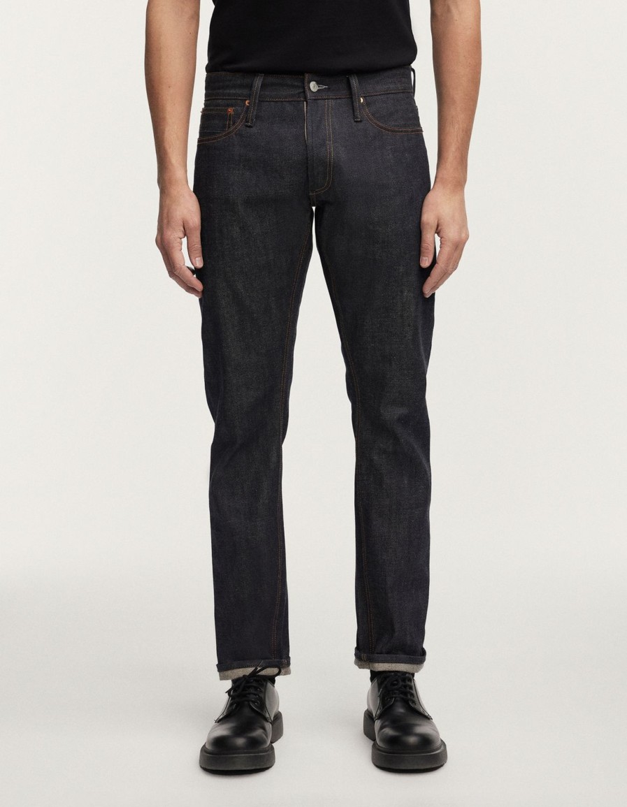 Heren Denham Jeans | Ridge Virgin Japanse Zelfkant Rechte Pasvorm Donkerblauw