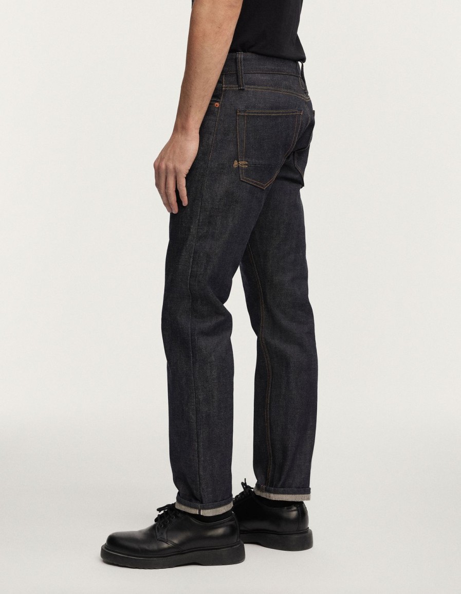 Heren Denham Jeans | Ridge Virgin Japanse Zelfkant Rechte Pasvorm Donkerblauw