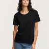 Vrouwen Denham T-Shirts | Emma Tee Ribkatoenjersey - Normale Pasvorm Zwart