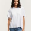 Vrouwen Denham T-Shirts | Jane Tee Ribkatoenjersey - Boxy-Pasvorm Wit