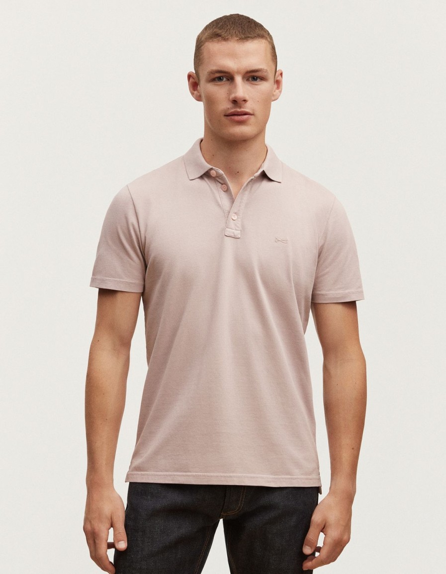 Heren Denham Polo'S | Lupo Polo Stretch Katoen Pique - Slim Fit Fawn Roze