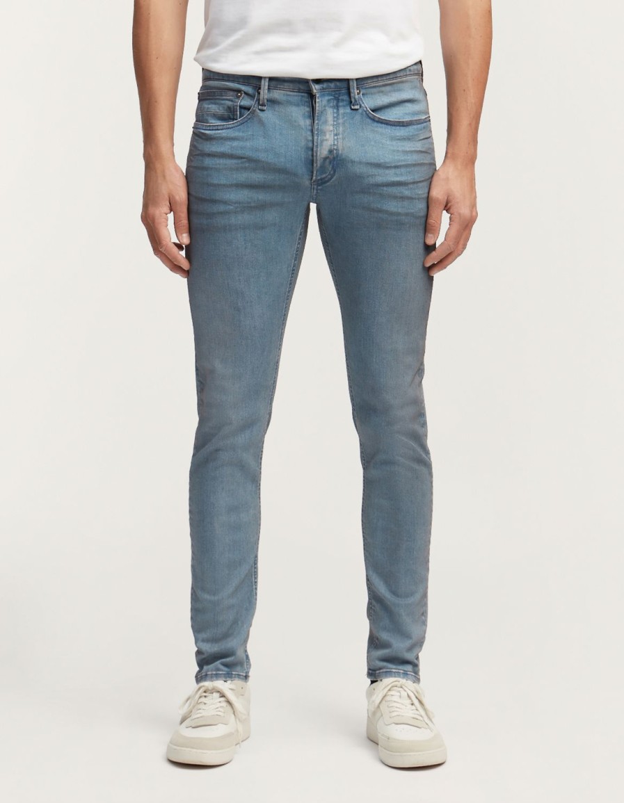 Heren Denham Jeans | Bolt Blauwgrijze Overdye - Skinny Fit Middenblauw