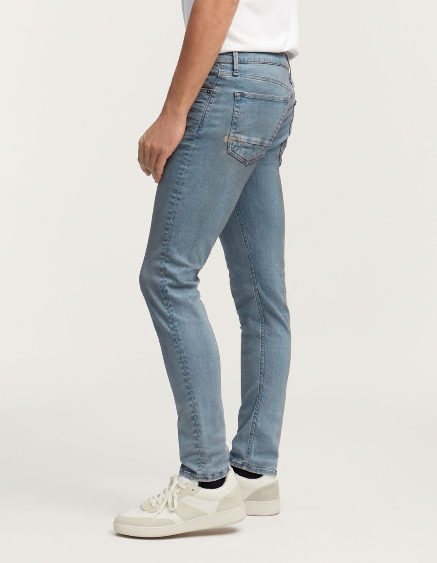 Heren Denham Jeans | Bolt Blauwgrijze Overdye - Skinny Fit Middenblauw