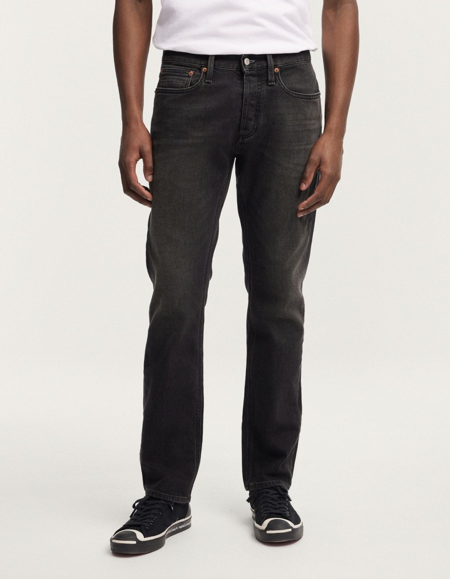 Heren Denham Jeans | Ridge Authentieke Versleten Rechte Pasvorm Zwart